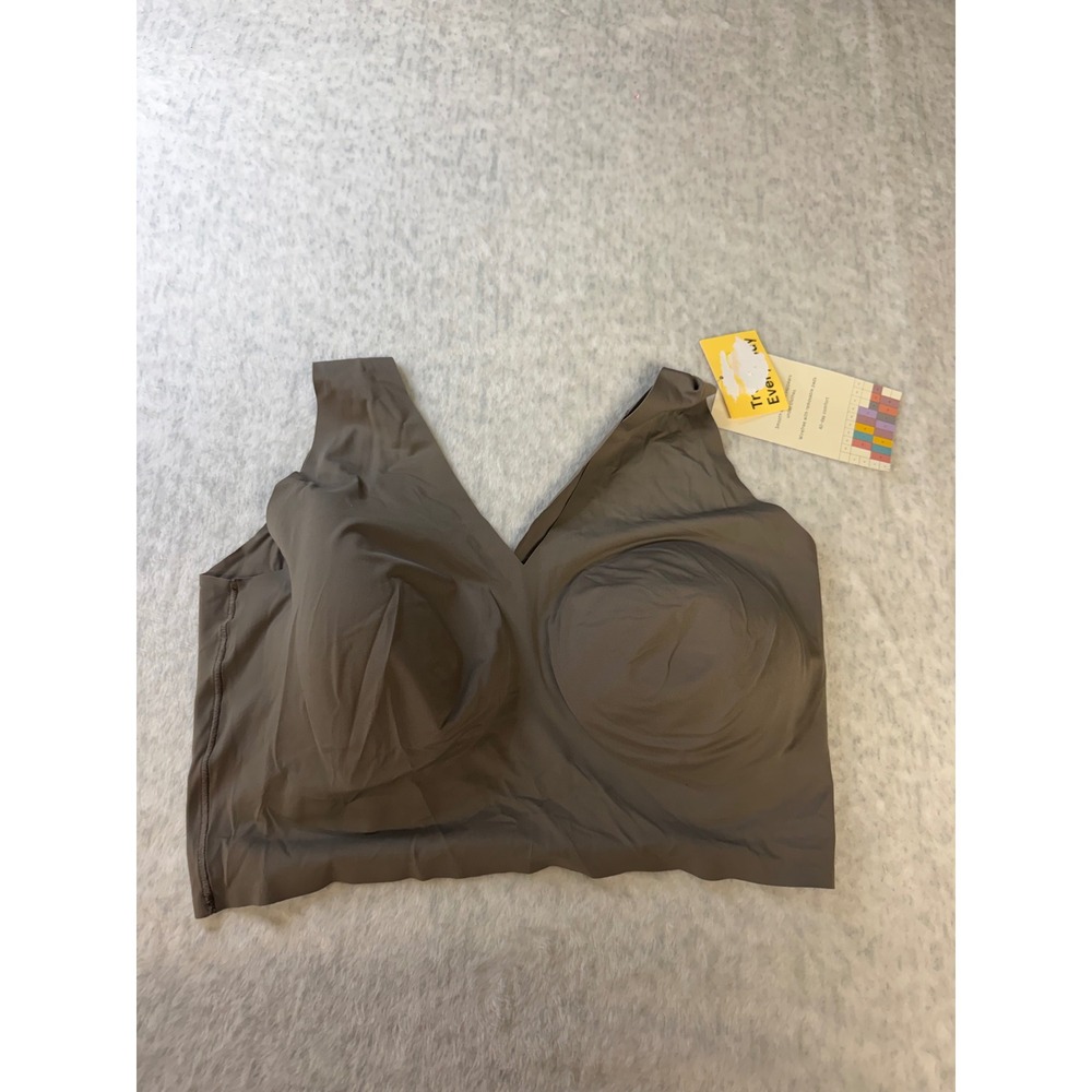 True & Co Womens V-Neck Seamless Wirefree Bralette Brown 2X NWT